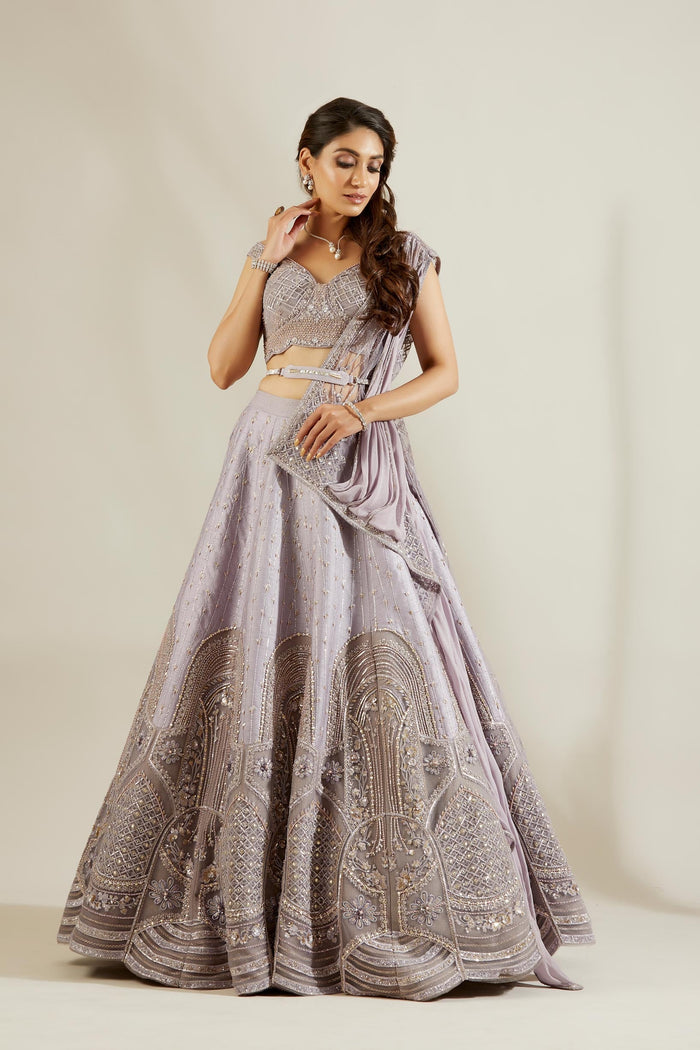 Charlotte Blue Jali Embellished Lehenga