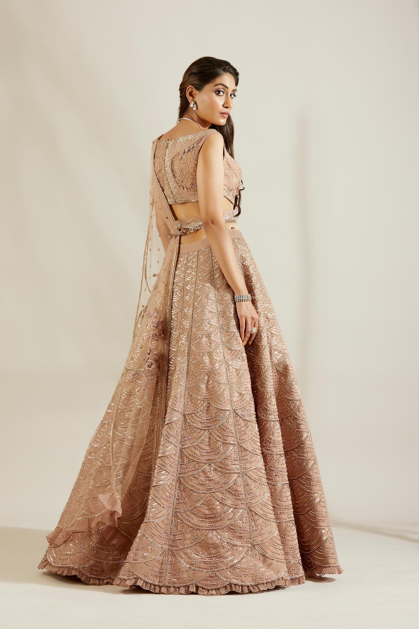 Lavender Pearl Scalloped Lehenga