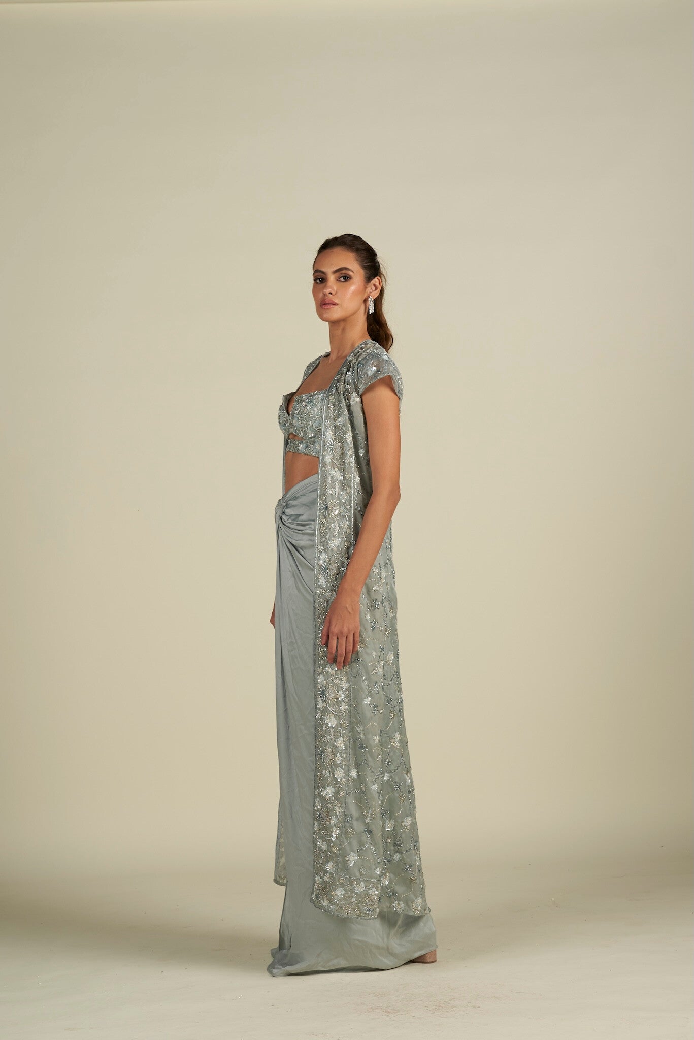BLUE LONG CAPE SET