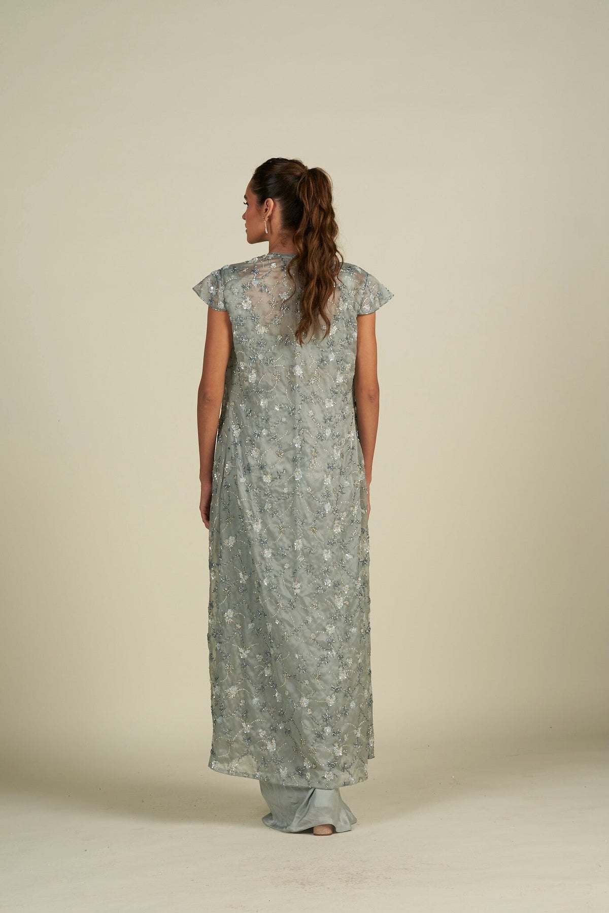 BLUE LONG CAPE SET