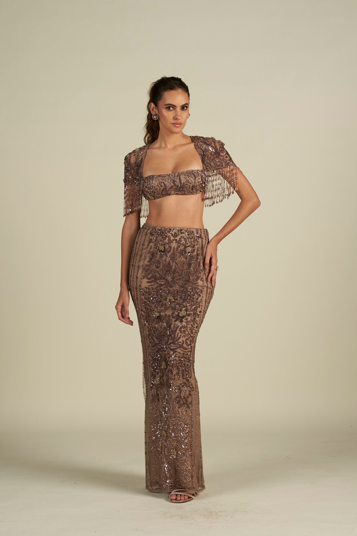 BROWN SKIRT SET