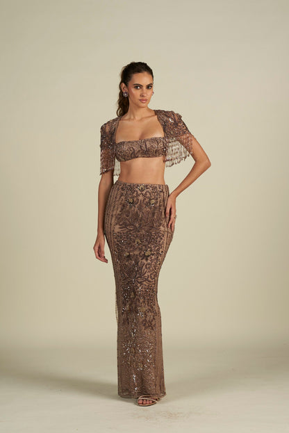 BROWN SKIRT SET