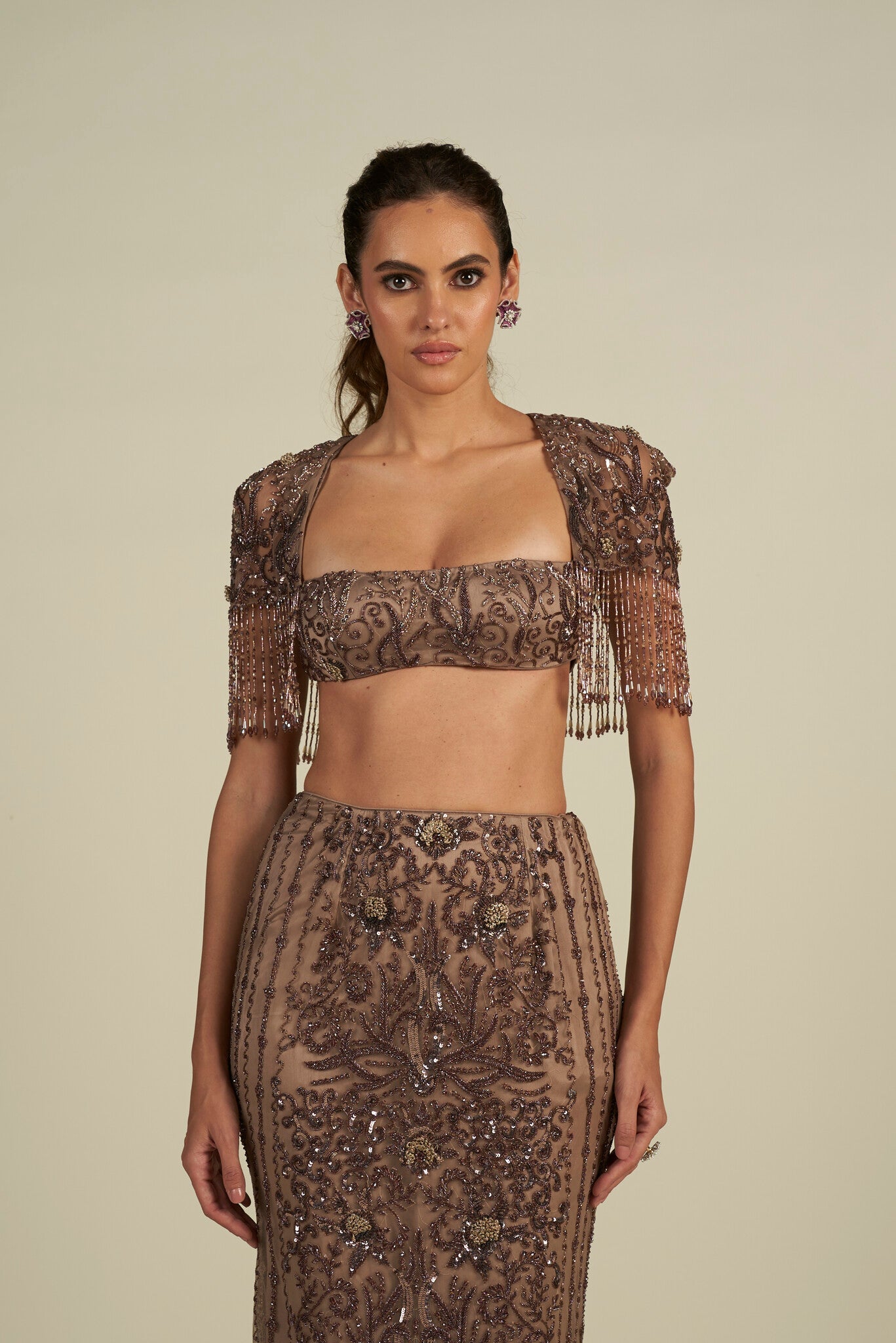 BROWN SKIRT SET