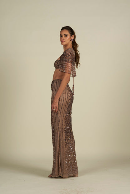 BROWN SKIRT SET