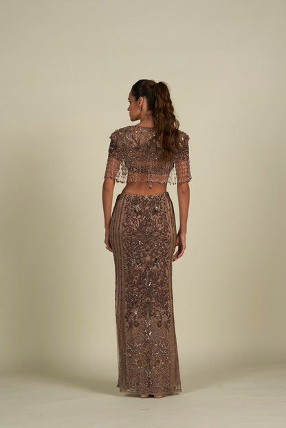 BROWN SKIRT SET
