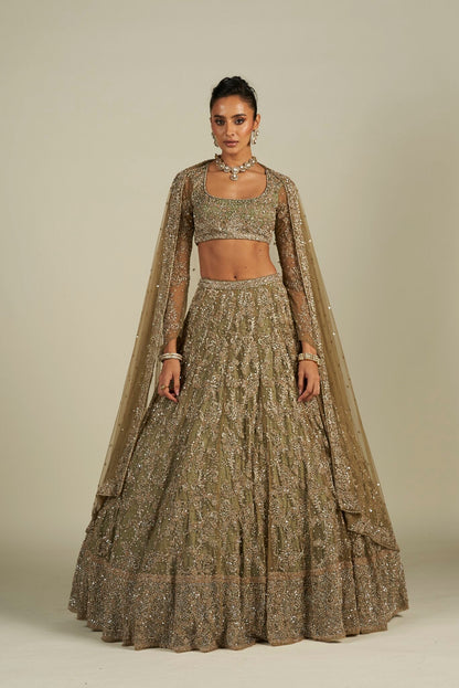 FIZA GREEN LEHENGA