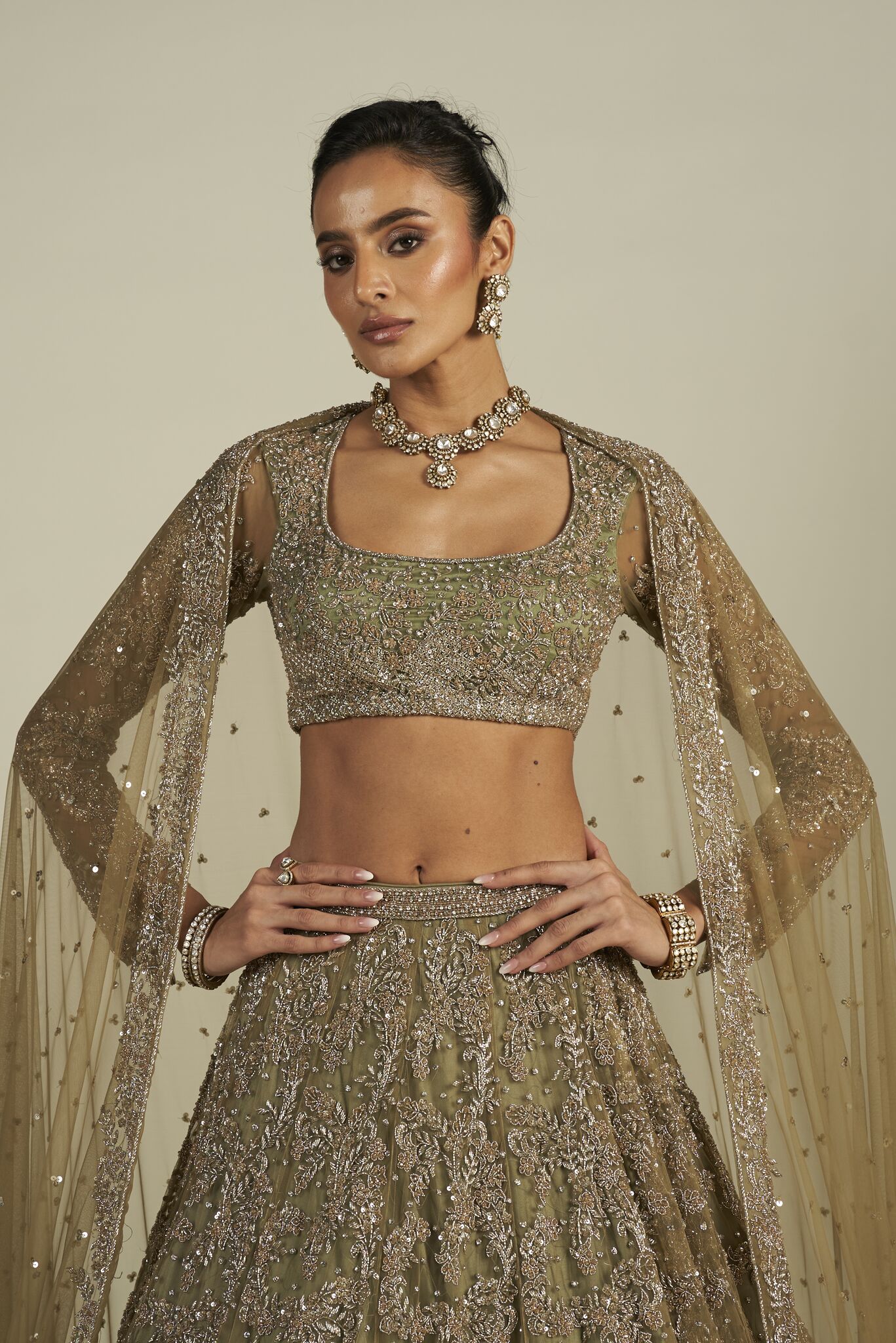 FIZA GREEN LEHENGA