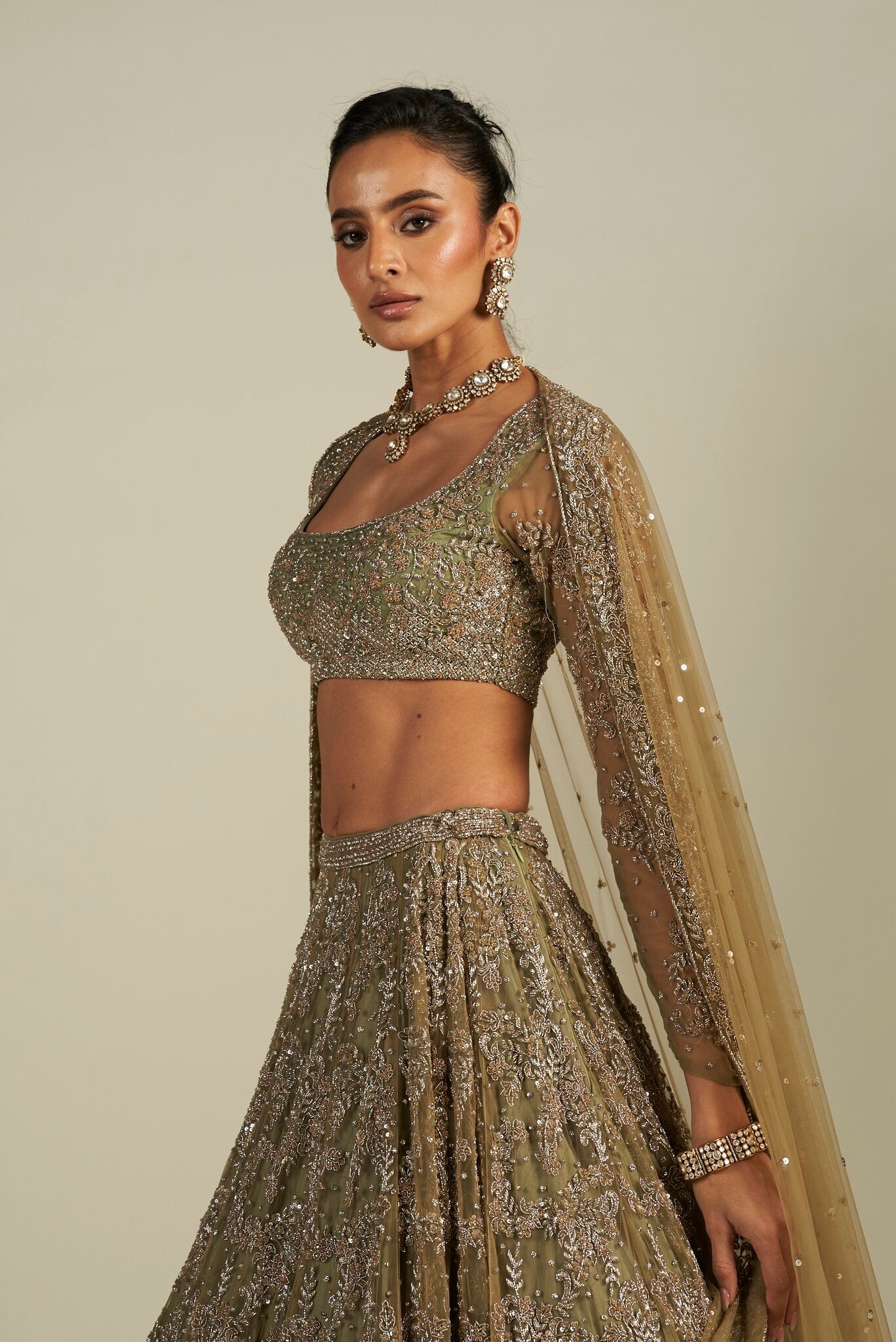 FIZA GREEN LEHENGA