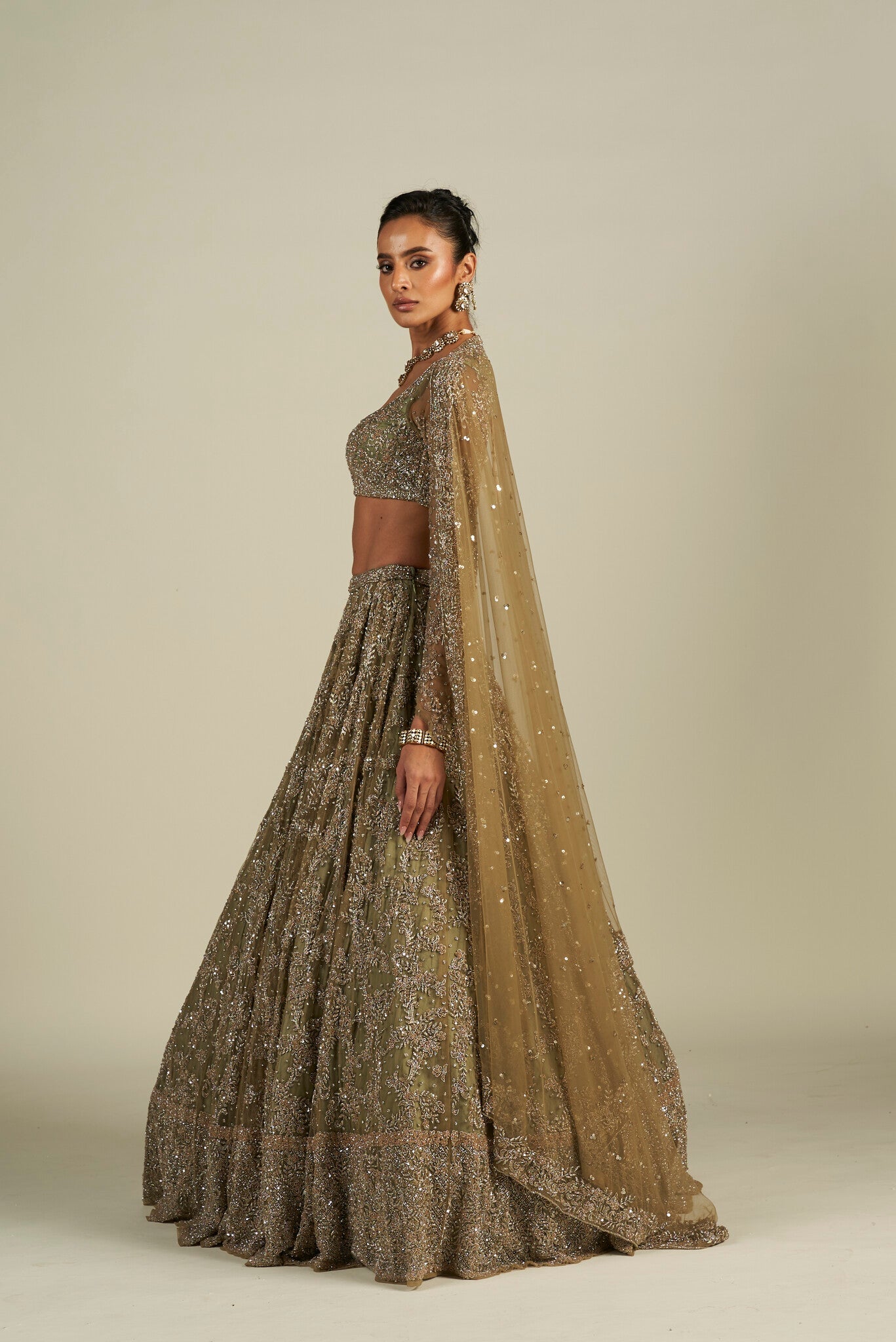 FIZA GREEN LEHENGA