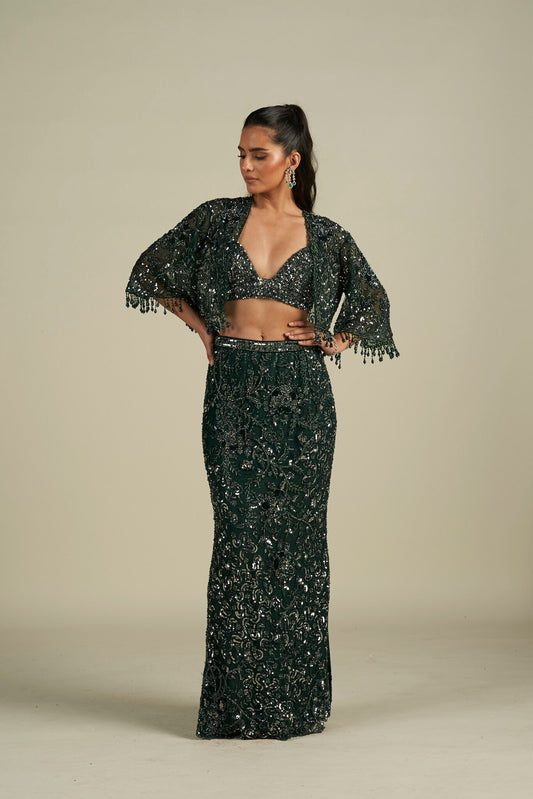 GREEN SKIRT SET