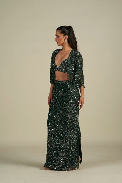 GREEN SKIRT SET