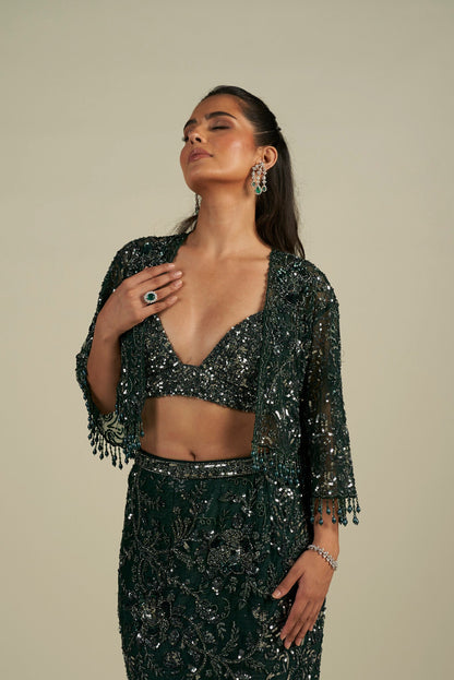 GREEN SKIRT SET