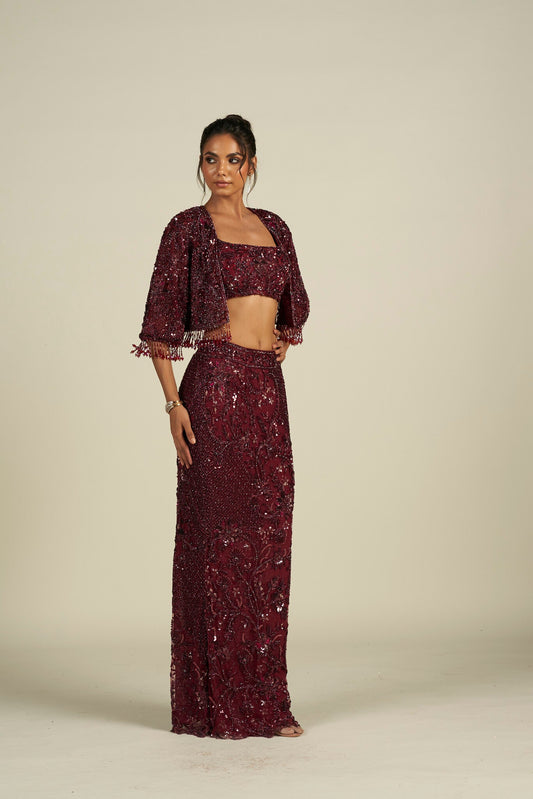 CHERRY RED SKIRT SET