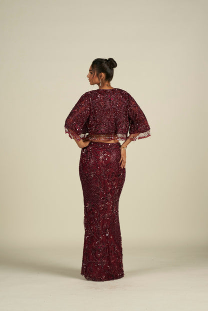 CHERRY RED SKIRT SET