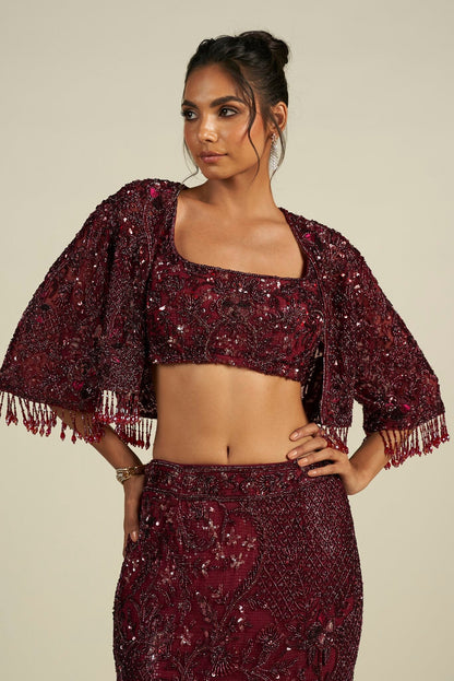 CHERRY RED SKIRT SET