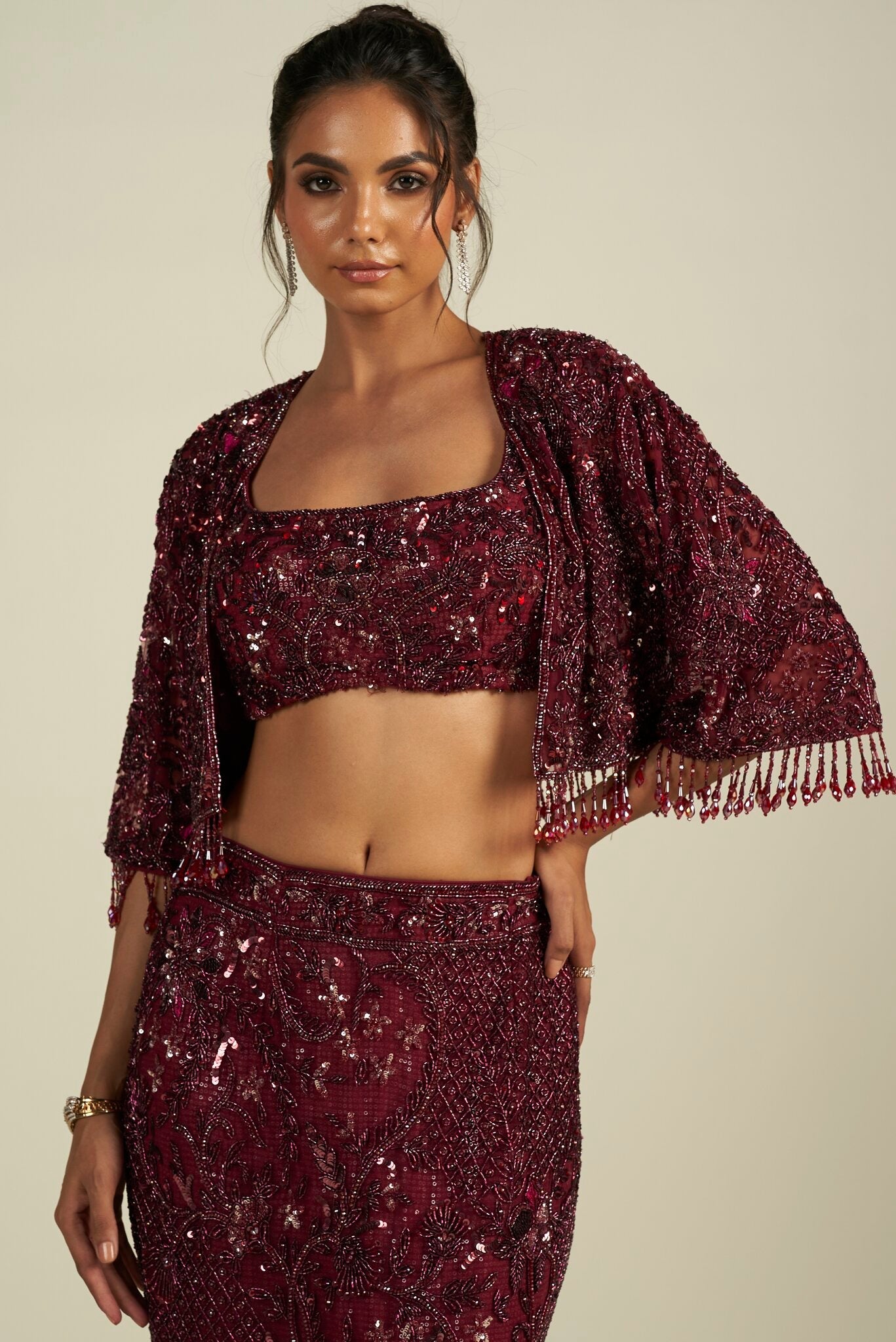CHERRY RED SKIRT SET