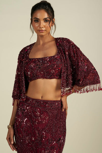 CHERRY RED SKIRT SET