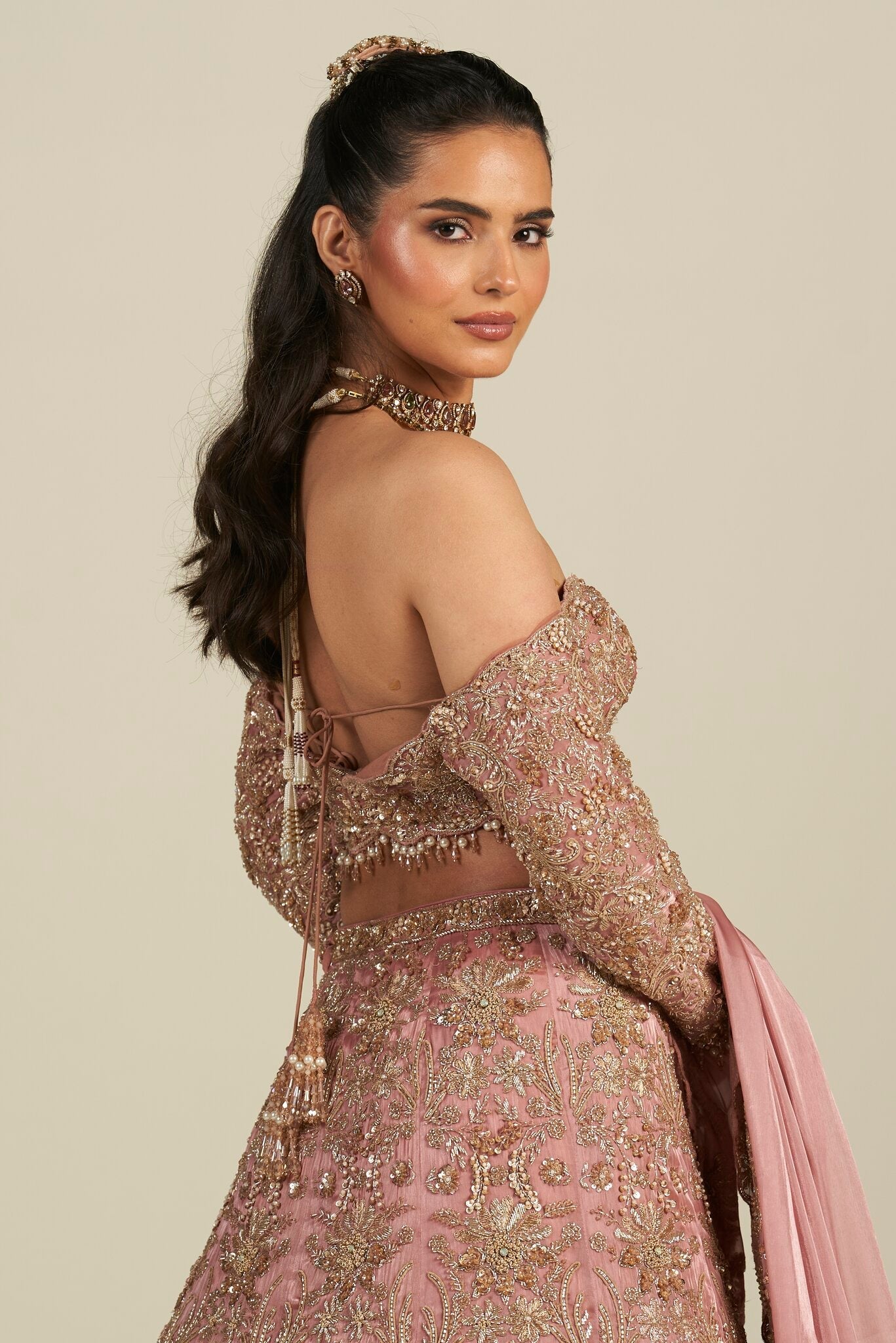 DUSTY ROSE PINK LEHENGA
