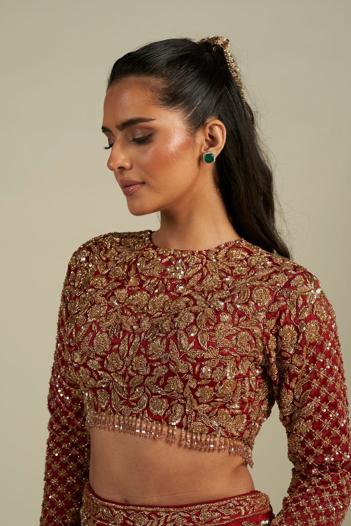 RED GOLD SKIRT SET