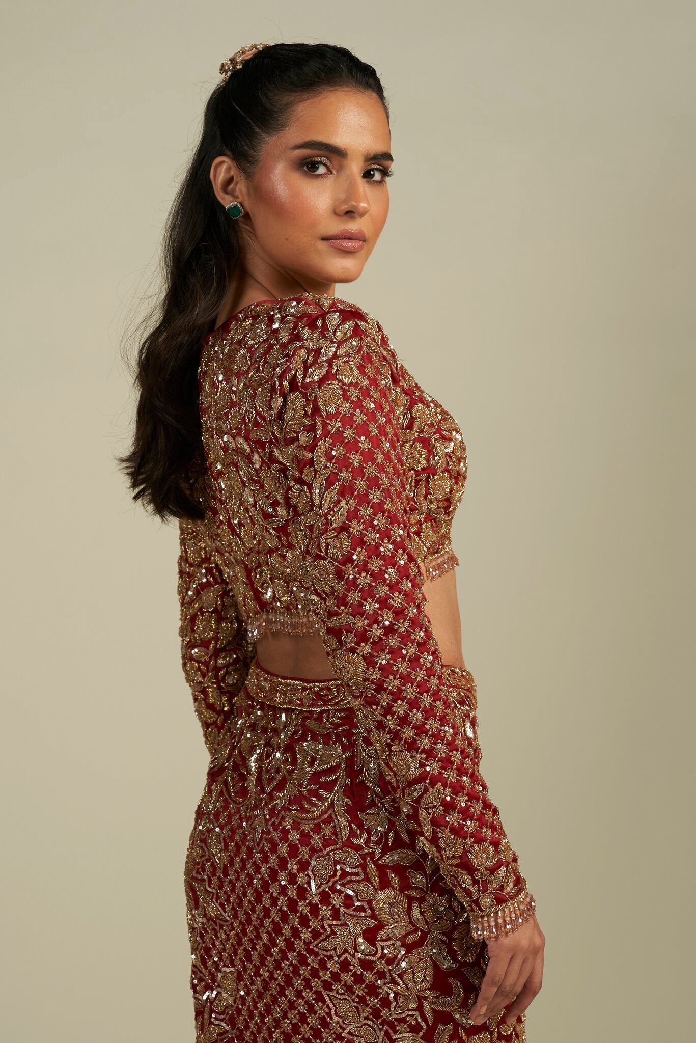 RED GOLD SKIRT SET