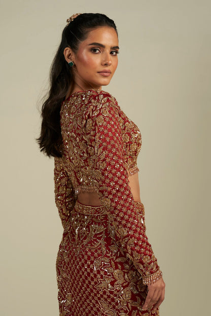 RED GOLD SKIRT SET