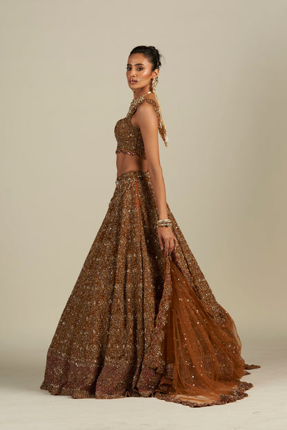 RUST RED LEHENGA