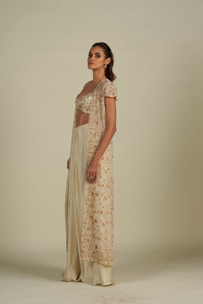 WHITE LONG CAPE SKIRT