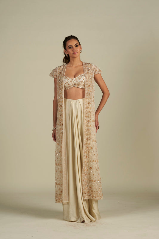 WHITE LONG CAPE SKIRT
