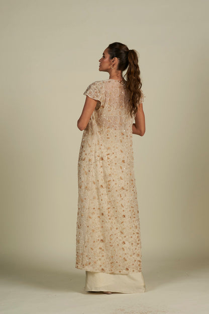 WHITE LONG CAPE SKIRT