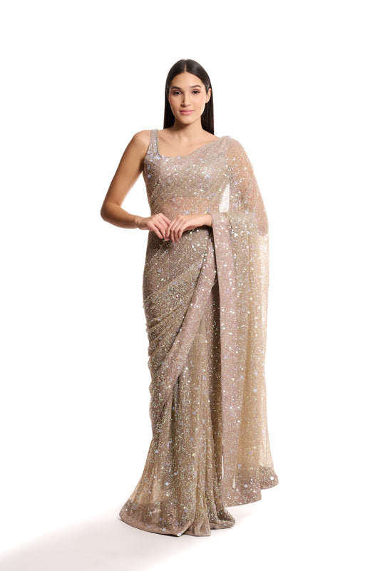 champagne saree 