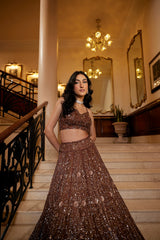 brown reception lehenga