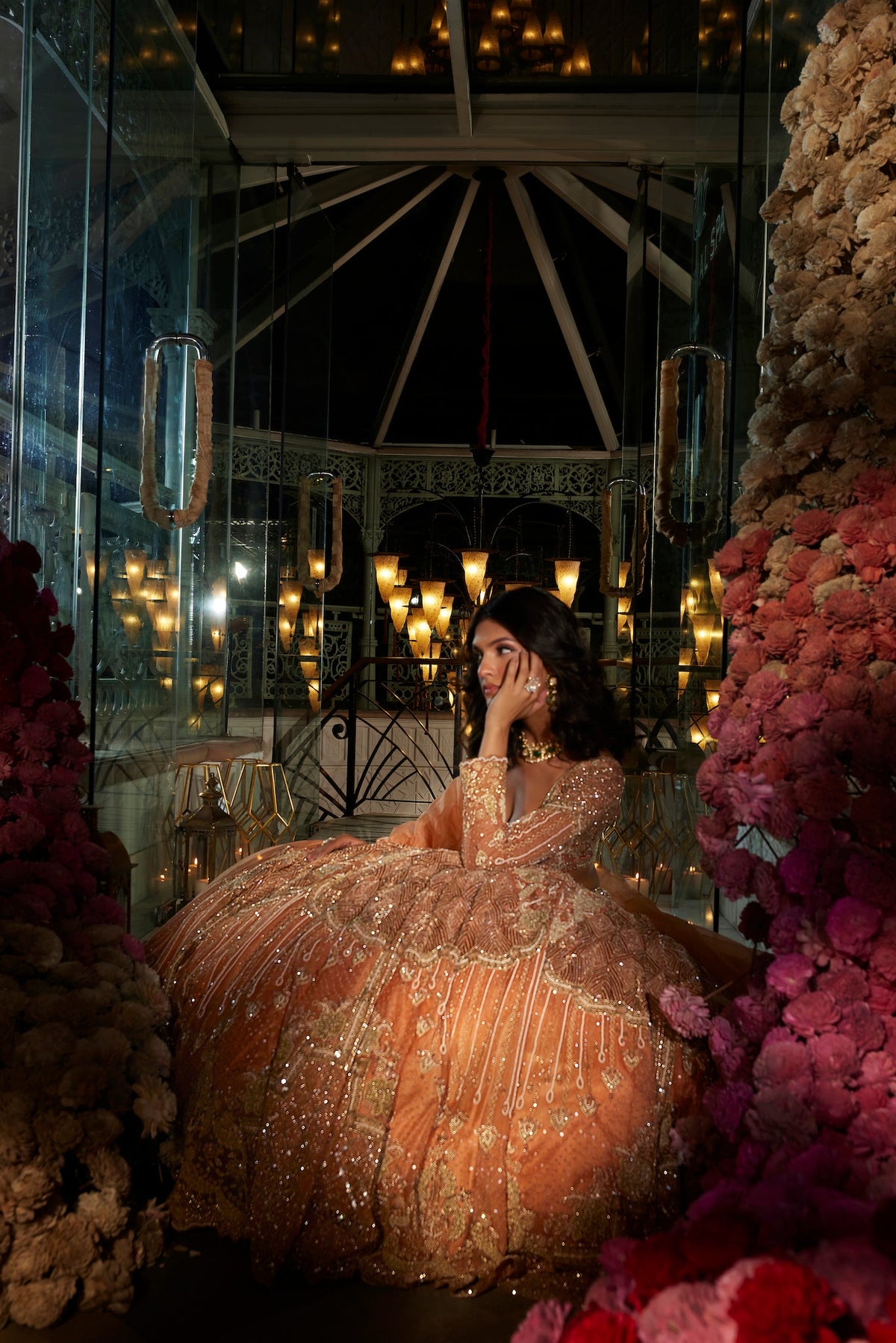 orange bridal lehenga