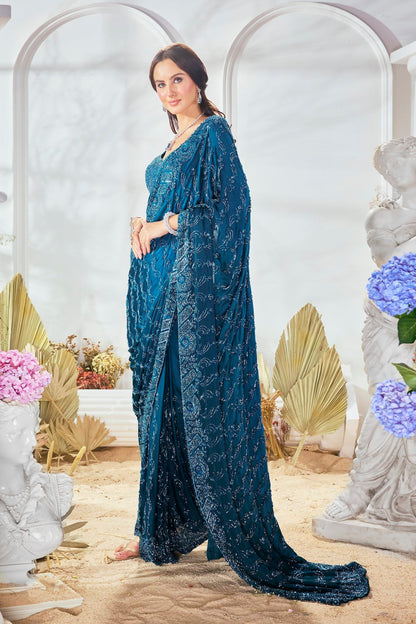 teal saree