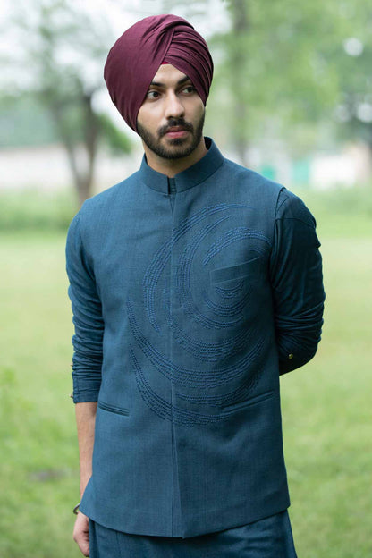 Teal Blue Nehru Jacket