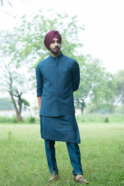 Teal Blue Nehru Jacket
